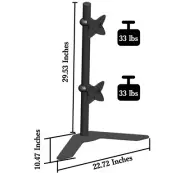 Dual Tilt & Rotate Free Standing Desk Stand for Two Computer Monitor Screens