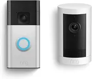 New Ring Outdoor Camera Plus, White + Battery Video Doorbell | 2K with Ring Vision I DIY Wireless Outdoor Security Camera I 30-day free trial of Ring Home Plan