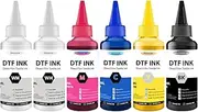Kminoteh DTF Transfer Ink 600ML for PET Film, Premium Pigment Refill for ET-8550 XP15000 R2400 L800 L805 R1800 Printers, High Fluidity & Coverage (100ML*6, 2W+BKCMY)