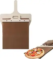 Sliding Pizza Peel, Wood Pizza Spatula, Pizza Paddle with Handle for Transfer The Pizza Crust, Non-Stick Pizza Slider for Indoor & Outdoor Ovens