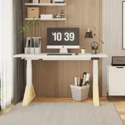 DESX Height Adjustable Electric Standing Desk - Extra Stability with Triangular Feet - White