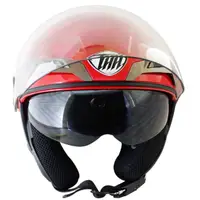 在飛比找momo購物網優惠-THH勇氣可掀式雙鏡片半罩安全帽T314A-紅白+免洗內襯套