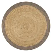 Handmade Area Rug Braided Jute Woven Carpet Natural Round Home Floor Mat Grey