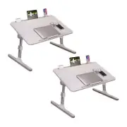 NNEAGS 2X 70X45cm White Small Laptop Bed Portable Foldable Study Table Adjustabl