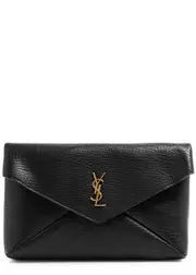 Saint Laurent Cassandre Grained Leather Pouch - Black ONE SIZE