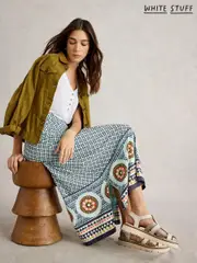 White Stuff Blue Fay Jersey Maxi Column Skirt (W38217) | $127