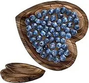 Wooden Tray for Kitchen Counter - Wood Fruit Snack Dish,Heart Shaped Hand Carved Plate Fruit Bowl Decor for Sandwich Dining Bread Appetizer Display