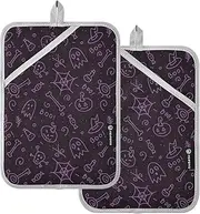 Large Pot Holder Heat Resistant Happy Halloween Purple Skulls Doodle Potholders with Pocket Hot Pot Holder Oven Mitts 2 Pack