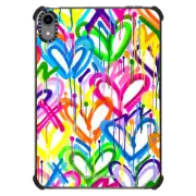 iPad mini (6th gen) iPad Impact Case Neon Layered Graffiti Hearts by Corey Paige Designs