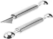 WEKADRIN 2pcs Dessert Baller Scraper Tool Remover Scoop Corer Watermelon Fruit Slicer Stainless Melon Ball Maker Melon Ball Holder Melon Cutter Melon Baller Stainless Steel