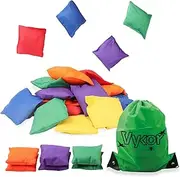 Vykor Pack of 18 Bean Bags for Kids Throw Cornhole Bean Bags Nylon Sack Throw Sports Outdoor Family Games Carnival Toy Party Game Bean Bag Toss Game for Boys Girls Adults (10cm)