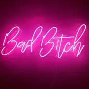 Bad Bitch Pink Acrylic 24" Neon Light Sign Lamp For Bedroom WIth Dimmer