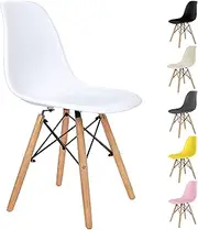 ALFORDSON Dining Chairs Set of 4 with Solid Wood Legs, Kitchen Chair EM Series with Floor Protector, Reading Seating for Home Cafe Coffee Table, Max 150kg, White