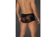 Sensual Pleasures Flock Embroidery Short-Shorts M01 Men's Booty Shorts (Black)