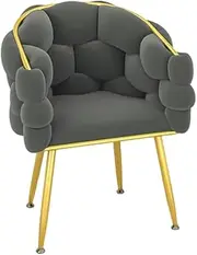 Nordic Velvet Bubble Chair - Dark Green & Gold Accent Chair for Bedroom, Vanity & Dorms, Compact & Ergonomic Seating (Dark Grey Gold)