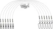 Fishing Fluorocarbon Leader with Crane Swivel and Snaps - Heavy Duty 20-80lb Fluorocarbon Leader Connects Lures, Bait, or Hooks for Saltwater & Freshwater Fishing (6, 24in-80lb)