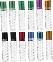 VICASKY 5ml Essential Oil Roller Bottles Set 12pcs Glass Perfume Bottles Roller Bottle Cap Random