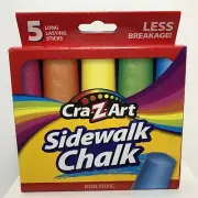 Sidewalk Chalk Color 5-Pack Thick Less Breakage Cra-Z-Art