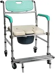 Foldable Commode/Shower Chair Portable Foldable Bedside Commodes Chair Made of Aluminum Alloy,Height Adjustable Toilet Chair WC Chair,Bathing Shower Chair Toilet Alternative Chair