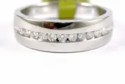 Natural Round Diamond 11 Stone Channel Men's Ring Band 14k White Gold .40Ct