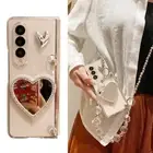 Heart Mirror Shockproof Case Crossbody Luxury Chains For Samsung Z Fold 6/5/4/3