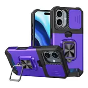 For iPhone 16 Plus Case, Camera Protection with Card Slot Cover, Purple