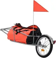 Kids Bike Trailer Outdoor Bicycle Cargo Trailer,Cycling,Bicycle Accessories,Bicycle Trailers,Bike Luggage Trailer with Bag ，Orange and Black,Sporting Goods