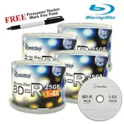 200 6X Smartbuy Logo Top BD-R 25GB Blu-ray Record Disc + Black Permanent Marker