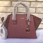 Michael Kors Avril Large Top Zip Satchel Shoulder Leather Bag MK Pink Rose