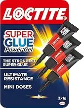 Loctite Mini Trio Power Gel, Strong Super Glue Gel for Repairs, All Purpose Adhesive for Flexible Materials, Easy to Use Clear Glue, 3 x 1g
