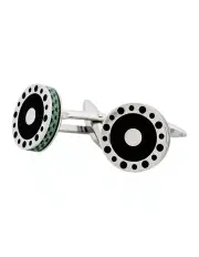 [Cudworth] Stainless Steel & Leather Cufflinks in Blue Carbon