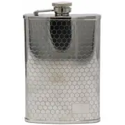 6 oz Pocket Hip Alcohol Liquor Flask in Etched Honeycomb Print Stainless Steel