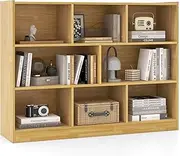 [Giantex] 8 Cube Bookcase, 3-Tier Open Wooden Bookshelf, Freestanding Display Cabinet with Anti-toppling Kits, Modern Book Toy Storage Organizer for Living Room, Bedroom, Kid's Room, Study