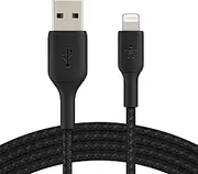 [Belkin] BoostCharge Braided Lightning Cable - 6.6ft/2M - MFi Certified Apple iPhone Charger USB to Lightning Cable 6ft - iPhone Cable - iPhone Charger Cable - Apple Charger - USB Phone Charger - Black