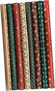 Cabilock 8pcs Wrapping Paper Premium Kraft Paper Christmas Patterns for Present Wrapping Packaging and Craft Projects for Holidays Weddings Birthdays and More Style