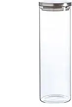 Argon Tableware Scandi Storage Jars with Metallic Silver Lids - 2000ml - 6 Pack - Modern Round Organisation Container Glass Jar for Kitchens, Pantry, Bathrooms, Utility Rooms