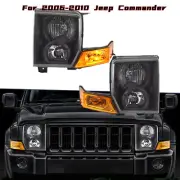 For Jeep Commander 06-10 LH RH Headlight Lamps Assembly OE Fit Black /Amber