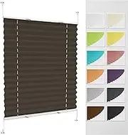 Temporary Pleated Blinds for Windows 30 x 95 cm (W x H) Easy to Install, No Tools Needed Quick Fix Honeycomb Pleated Blind Klemmfix Brown, Ideal for Window or Door