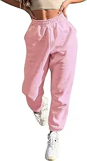 [Generic] Women Drawstring Pants Jogging Pants Loose Casual Pants Plus Size Before Christmas Pants (Pink, XL)