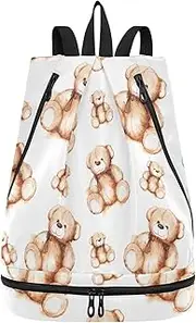 Joisal Teddy Bears Exercise Bag Beach Backpack for Men Dry Wet Separated