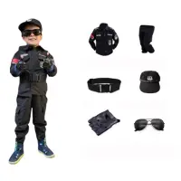 在飛比找蝦皮購物優惠-頭盔 budak sirimKids 萬聖節警察制服兒童和 