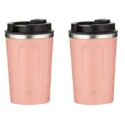 2x Ladelle Eco Culture Stainless Steel/PP 14cm/350ml Travel Mug/TumblerBlush
