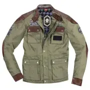 Quattro Waxed Evo Green Brown Motorcycle Textile Jacket