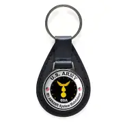 US Army M1 Abrams System Maintainer Black Leather Keychain Silver Keyring