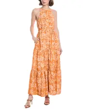 Hermoza Hilde Linen-Blend Midi Dress