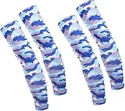 [WESIEVYA] 2 Pairs Elbow Support Sleeves Polyester Arm Covers for Cycling Fishing Golf Driving Camouflage Pattern Uv Protection Running Hiking Camping