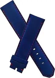 [Watch Strap World] Watchstrapworld TH-F122-06-0529PN - 22 mm Blue suede pin buckle watch band with red stitching to fit TAG Heuer Formula 1 watches listed below