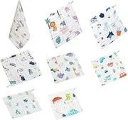 8-Pack Cute Baby Muslin Squares – Soft Cotton Blend 6-Layer Absorbent Burp Cloths – Ultra-Breathable Multi-Purpose Bibs for Newborns – Ideal for Burping, Wiping, and Care – Unisex Infant Essentials