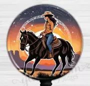 Western Cowgirland Horse Retractable Badge Holder, Western Theme Badge Reel 6623