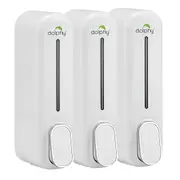 Dolphy Multi Compatible ABS Wall Mount Soap Dispenser 300ml (Pack of 3)- White
